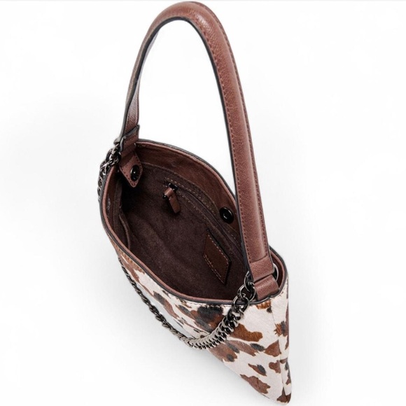 Cow Print Genuine Calf Hair Leather Jagger Shoulder Bag NWT - Picture 4 of 8